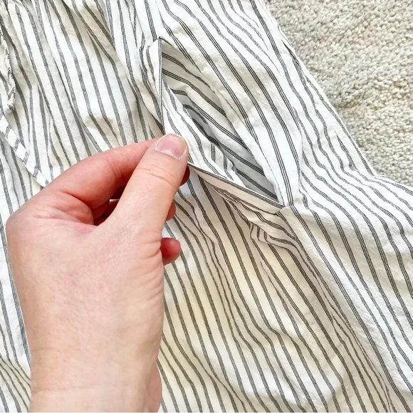 SOLIKA PINSTRIPED DRESS WITH POCKETS SIZE XS MINIMALIST CONTEMPORARY CHIC - Picture 3 of 11